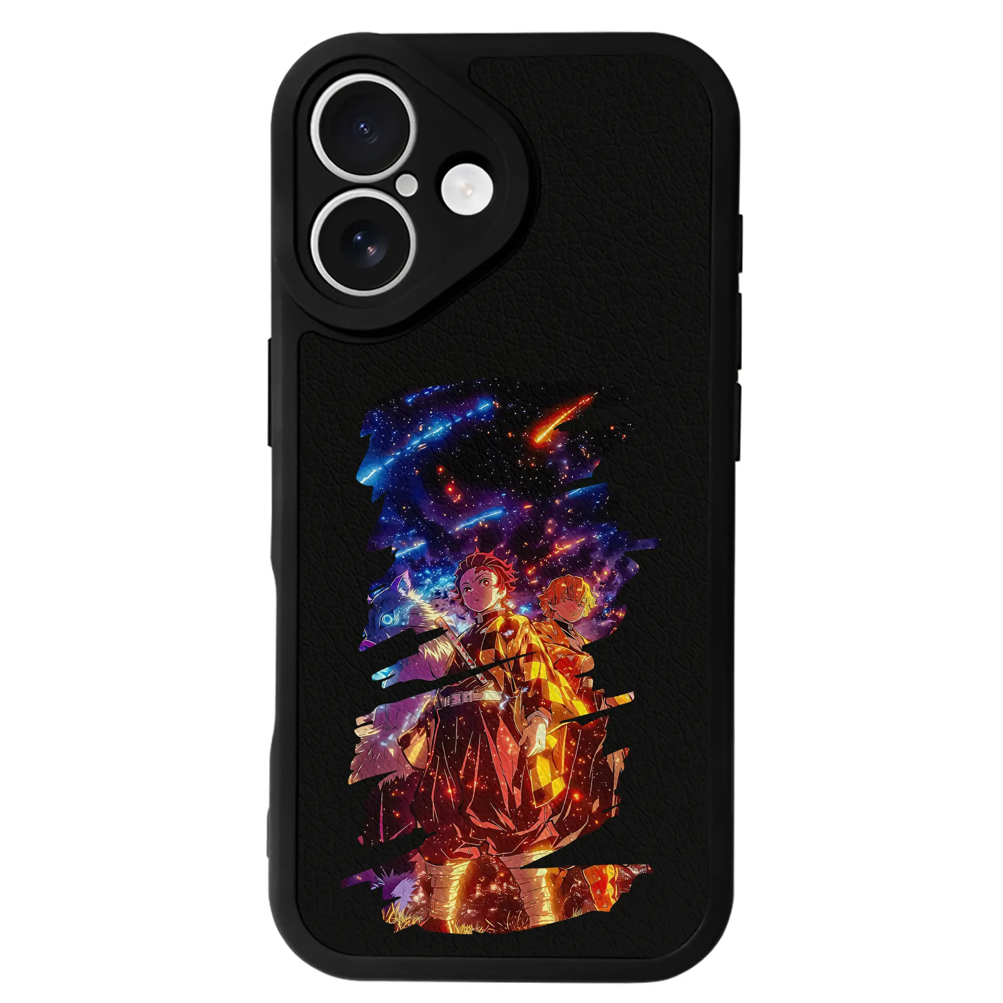 鬼滅の刃 グッズ,竈門 炭治郎 - IPhone 16シリーズ対応 ・ シリコンスマホケース ・ レザー調 ・ 高精度フィット ・ 耐衝撃 ・ ワイヤレス充電対応 ・ 精密カット